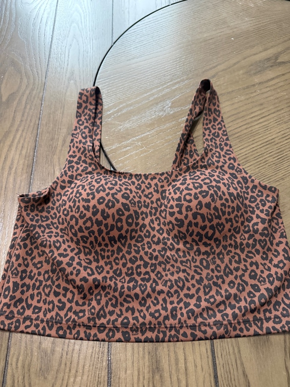 VS Pink Leopard Print Longline sports bra!  Excellent Condition! Size L